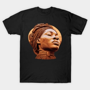 Wooden Carving of a Braided African Woman T-Shirt